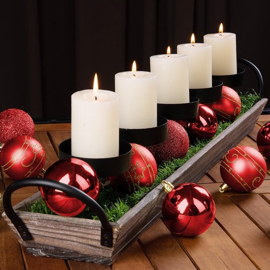 Boules de sapin de Noël 24pcs - Ø6cm Matt Shiny Shimmering - Plastique Rouge