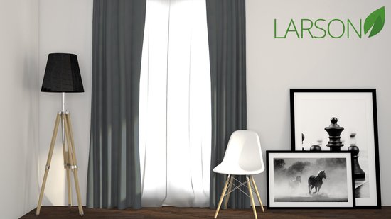 Larson - Rideau occultant uni de luxe - avec crochets - 1,5m x 2,5m - Gris clair