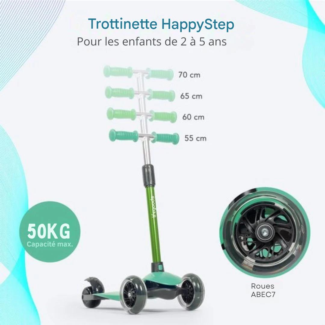 Trottinette enfants - LifeGoods -  2-5 ans - 3 roues LED lumineuses - Hauteur réglable  - Vert