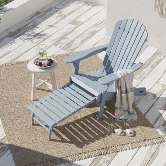 Chaise AXI Alexa Adirondack Grise – Avec repose-pieds - Chaise de détente en bois avec accoudoirs – Pliable - Dossier haut - Chaise de jardin – 147 x 78,5 x 89 cm – 100 % bois d'hémlock certifié FSC
