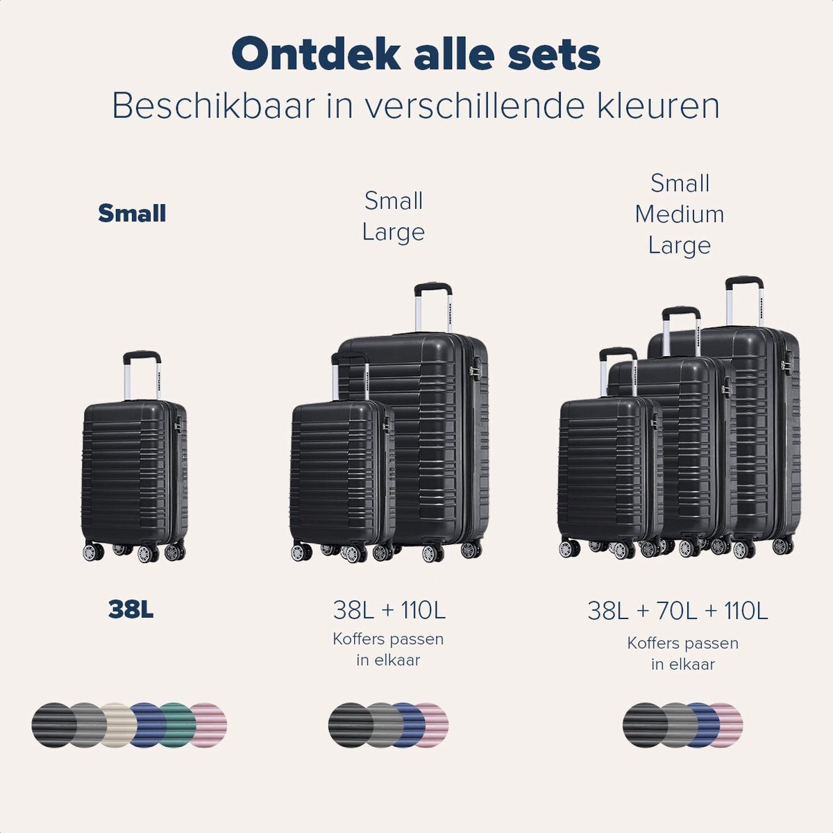 TRVLMORE Valise - Bagage à main - 54x36x20cm - 38L - Noir