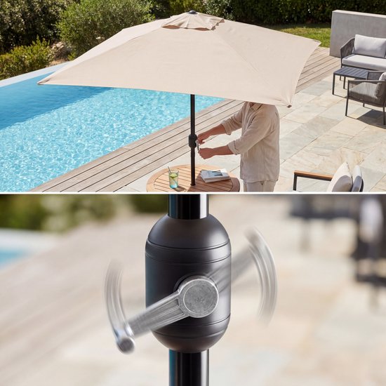 Parasol à mât Tristar - Carré - 200 x 200 cm - Balcon et jardin - Inclinable - Housse de protection incluse - PA-7902 - Beige