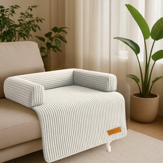 By Cee Cee Original Dog Rug Bench - Panier pour chien - Premium - Entièrement zippé - Tissu côtelé - Beige - 90x90 - Taille M