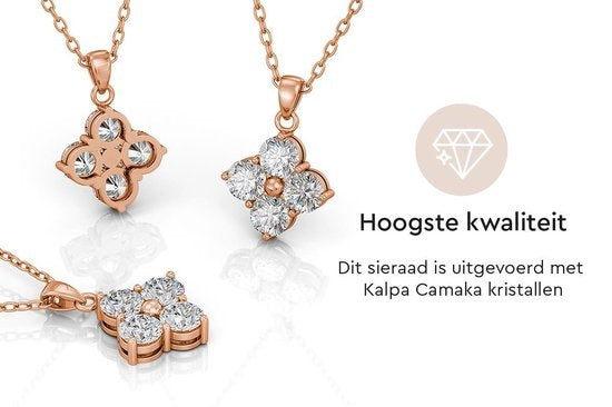 Yolora Collier femme avec pendentif - Cristaux Kalpa Camaka - Couleur rose - Plaqué or rose 18K - Collier femme or rose - Bijoux - Collier - Coffret cadeau de luxe - Coffret cadeau - Coffret cadeau exclusif - Bel emballage cadeau