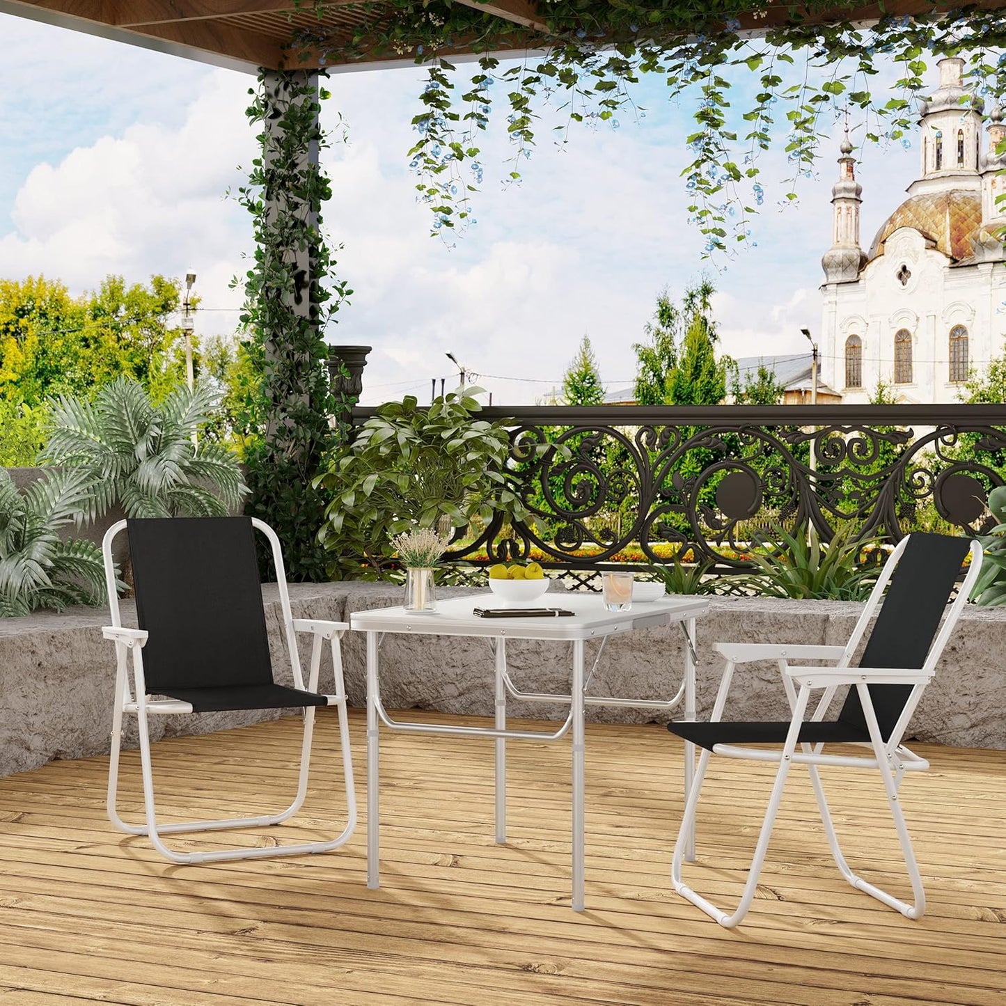 WOLTU Lot de 2 chaises de camping pliantes - Noir