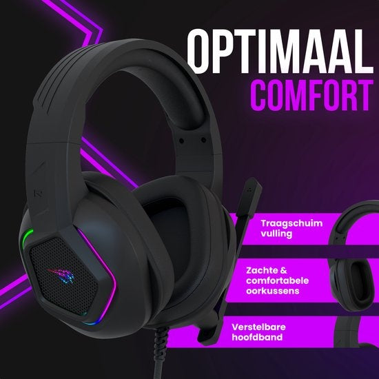 Casque de jeu Strex, avec microphone et éclairage RVB, son surround 7.1, PC / PS4 / PS5 / XBOX / Switch, Noir