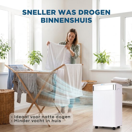 Déshumidificateur Aironex 20 L par jour – Fonction de séchage du linge – Jusqu'à 70 m² – Silencieux – Avec application et ioniseur – Pour cave, salon, chambre et salle de bains – Déshumidificateur