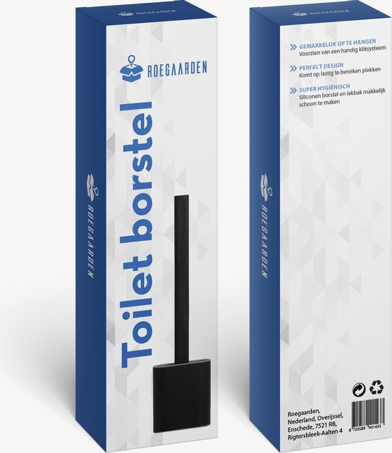 Roegaarden Brosse à WC avec support - Brosse à WC - Silicone - Autoportante et à suspendre - Noir