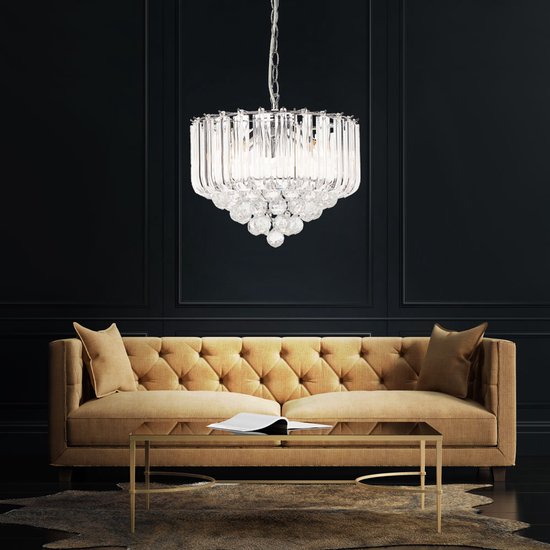 Lustre Globo Minnesota LED - Chrome avec décor en acrylique transparent et cristaux en acrylique