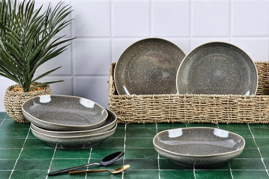 Assiette creuse STELLAR Ø22.5cm - 6 pièces - Gris béton