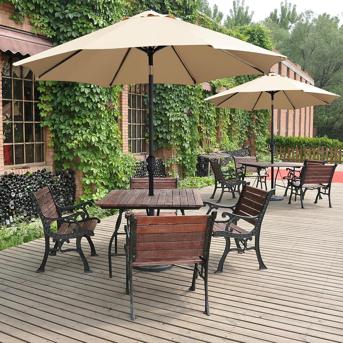Parasol Yaheetech 270 cm - Pliable et inclinable - Avec tige pivotante - Polyester