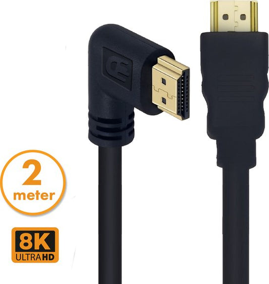 Drivv. Câble HDMI 2.1 - coudé - Ultra HD 8K - HDMI vers HDMI - 2 mètres - noir