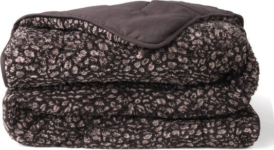 Couette Teddy Soulsnooze Panter Anthracite 240×220 - Couette 2-en-1 sans housse - Couette lavable sans housse - Couverture - Couvre-lit - Plaid moelleux