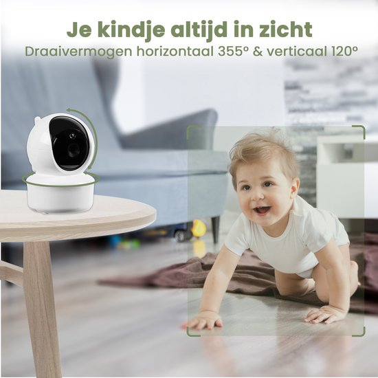 Babyphone Saaf - Caméra et moniteur inclus - Contrôlable/inclinable - Fonction de conversation - Écran 5 pouces