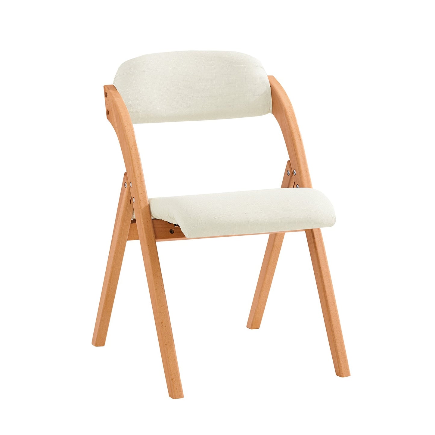 SoBuy Chaise pliante en bois avec assise rembourrée - 47x57x79 cm - Hêtre - Blanc