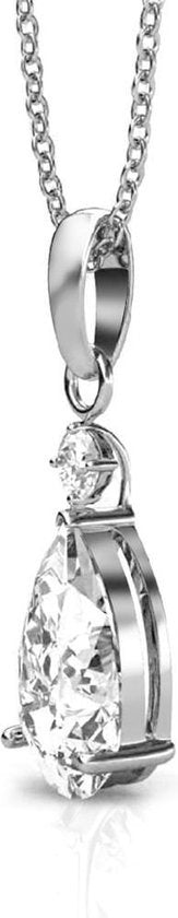 Yolora Collier pour femmes avec pendentif et cristaux Kalpa Camaka - couleur argent - plaqué or blanc 18K - boîte cadeau - cadeau de fête des mères