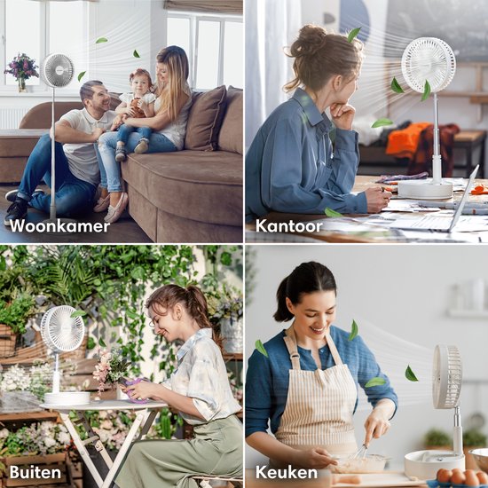 Vulpes Goods® Tech Wireless Tripod Fan - Ventilateur rechargeable 4 en 1 - Silencieux et réglable - Version PRO