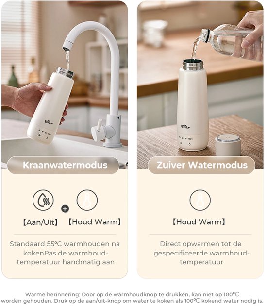 Bouilloire électrique Bear Mini 300 ml – 4 réglages de température – Tasse de voyage 3-en-1 – Acier inoxydable 304 à double paroi – Chauffage rapide