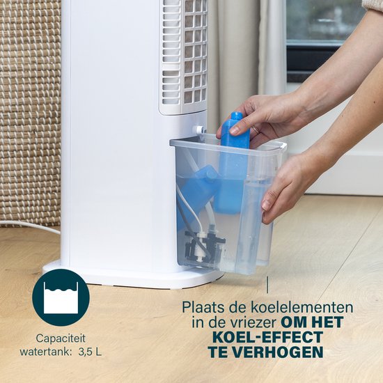 Climatiseur Princess Smart avec application et télécommande – Climatiseur sans tuyau – Réservoir d'eau de 3,5 L – Ventilateur oscillant avec fonction rafraîchissante – Rafraîchisseur d'air portable pour chambre, salon, bureau – Blanc – Économe en énergie
