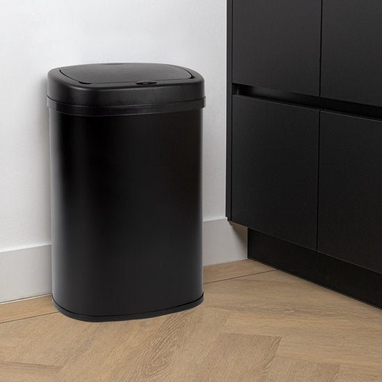 Poubelle à capteur - 50 L - Fermeture en douceur - Sans traces de doigts - Choix hygiénique - Noir