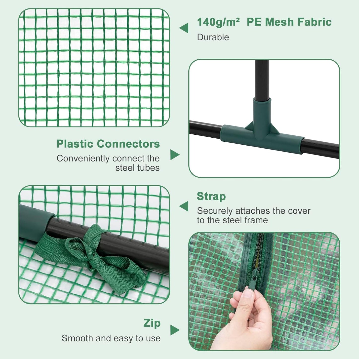 Serre en film plastique Woltu - 120 x 60 x 60 cm - Verte