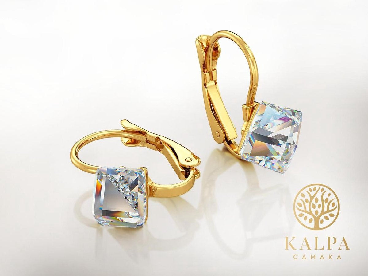 Boucles d'oreilles Yolora pour femmes - avec cristaux Kalpa Camaka - Plaquées or jaune 18 carats