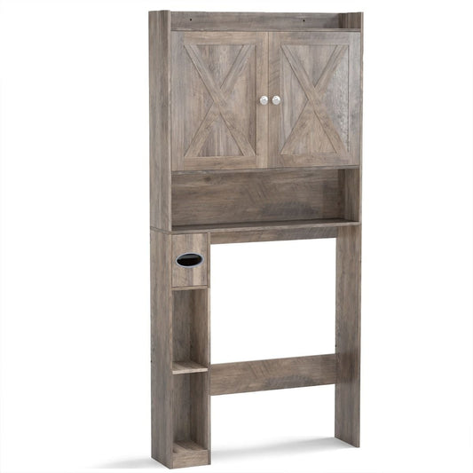 Cabinet de toilette Coast gris - 81,5 x 19,5 x 172,5 cm - avec double porte et porte-papier hygiénique