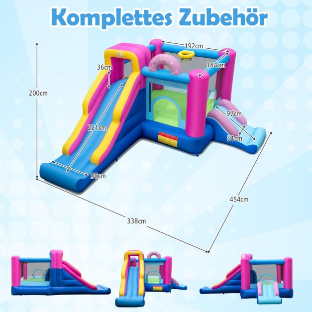 Coast Bouncy castle with Blower - Château d'eau avec toboggans et mur d'escalade 454 x 338 x 200 cm - Multicolore