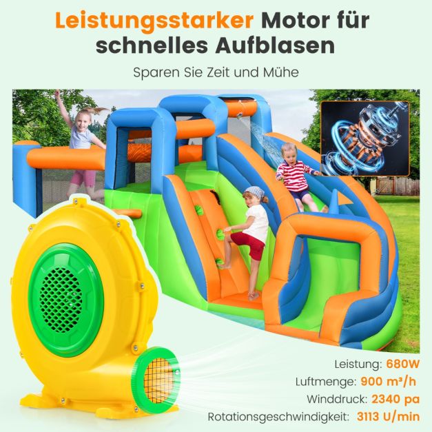 Coast Bouncy castle with Blower - Château d'eau avec toboggans et mur d'escalade 454 x 338 x 200 cm - Multicolore
