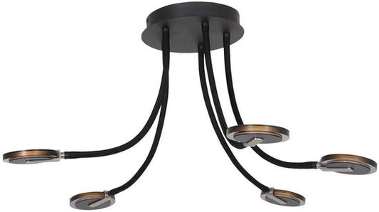Plafonnier Turound 3376ZW Noir - Orientable et inclinable, en verre et métal, Ø 91,5 cm, Steinhauer