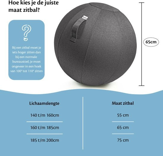 Backerz® Zitbal Linnen 65 CM - Zitballen met Hoes - Balanskruk – Luxe Yoga Bal - Ergonomische Bureaustoel Bal - Donkergroen