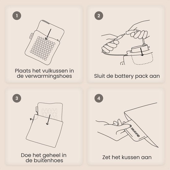 Auronic Heat Pillow - Plush- 45x60 - Sans fil - Rechargeable - Oreiller électrique - Infrarouge - Vert/Gris