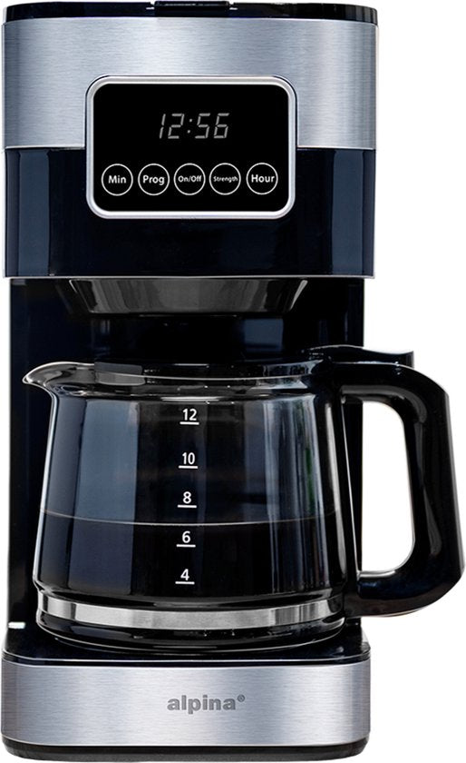 alpina Cafetière à filtre - 900W - 1.5 L - Gris/Noir