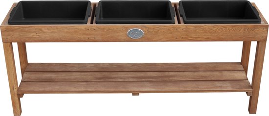 Table d'activités AXI en marron foncé avec 3 bacs noirs - Table polyvalente pour enfants, adaptée à diverses activités