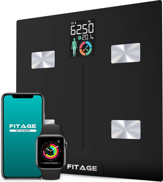 FITAGE Pèse-personne LCD Digital - Pèse-personne intelligent avec analyse corporelle 17x - Pèse-personnes - FITAGE App