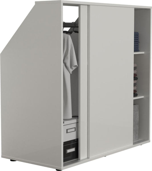 VDD armoire murale inclinée armoire - blanc - 100x100x50 cm - portes coulissantes - étagères et tringle à vêtements