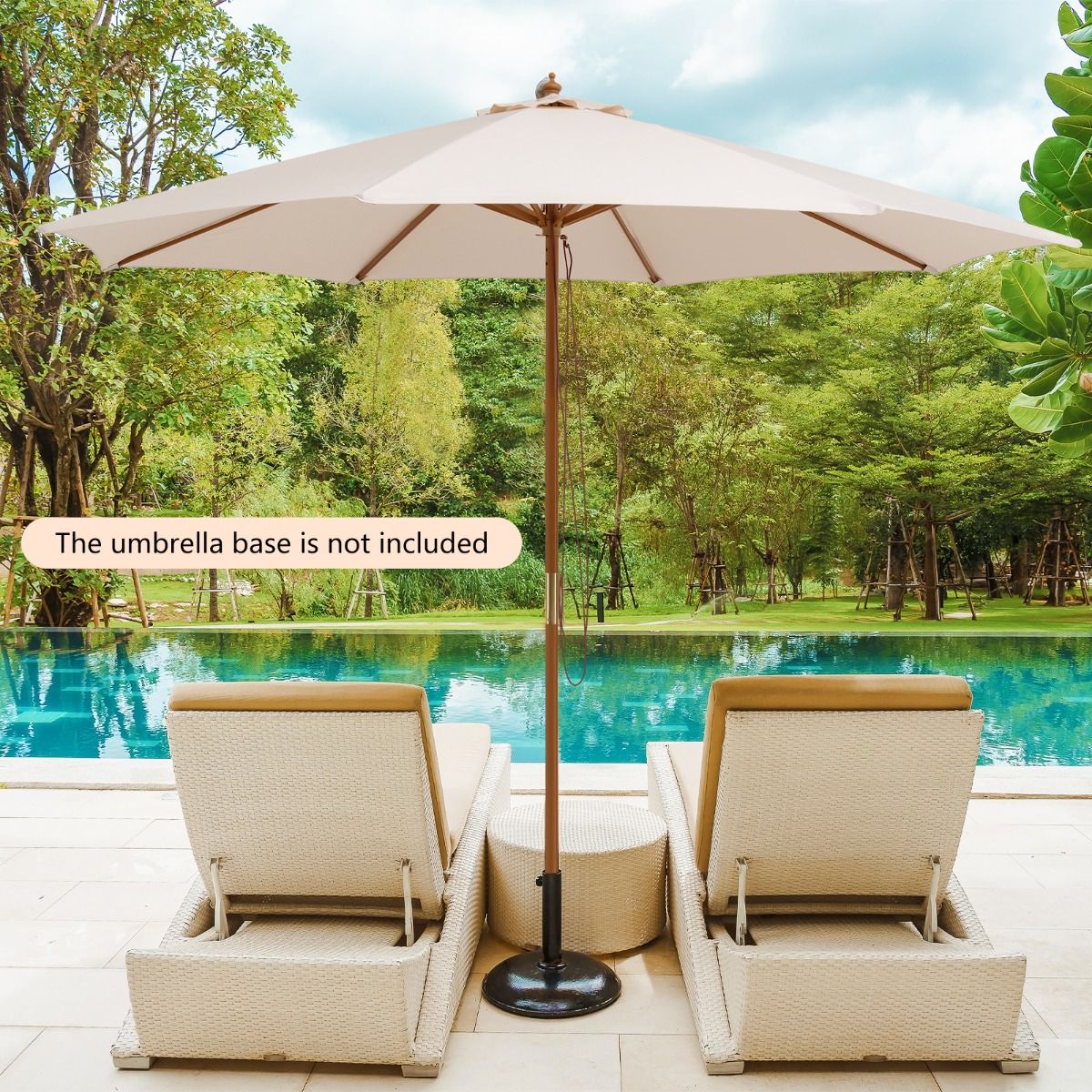 Parasol Coast Terrace - Bois - Beige - 300x300x262cm