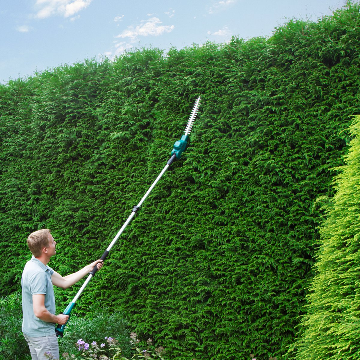 VONROC Taille-haie Accu télescopique 20V - Lame inclinable - Réglable en continu - Vert