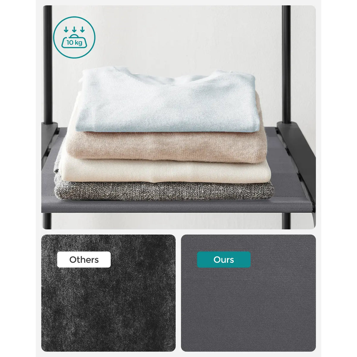 Armoire pliante en tissu Joyfurnos à double tringle - 2 portes - 43 x 140 x 174 cm - Gris