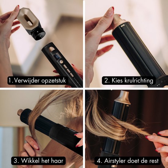Sansbeauté® 8-in-1 Airstyler with Diffuser - Hairwrap - Multistyler - Hairdryer Brush Short Hair - Dupe - Hair styler - Hair dryer - Heat brush - Curling brush - Curling iron - Styling brush - Coldshot