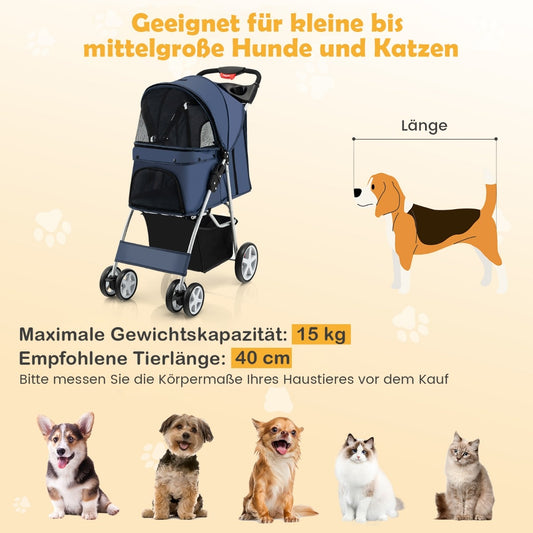 Coast Voiture pour chiens jusqu'à 15 kg 81 x 45 x 101 cm bleu foncé