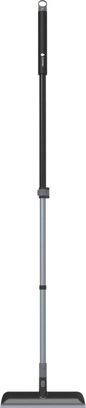 CLEANLY Brosse à récurer et raclette de sol avec manche - Brosse de nettoyage - Brosse à récurer avec manche - Brosse à récurer - Raclette - Réglable 116-144 cm - Largeur 30.5 cm - Noir, Gris
