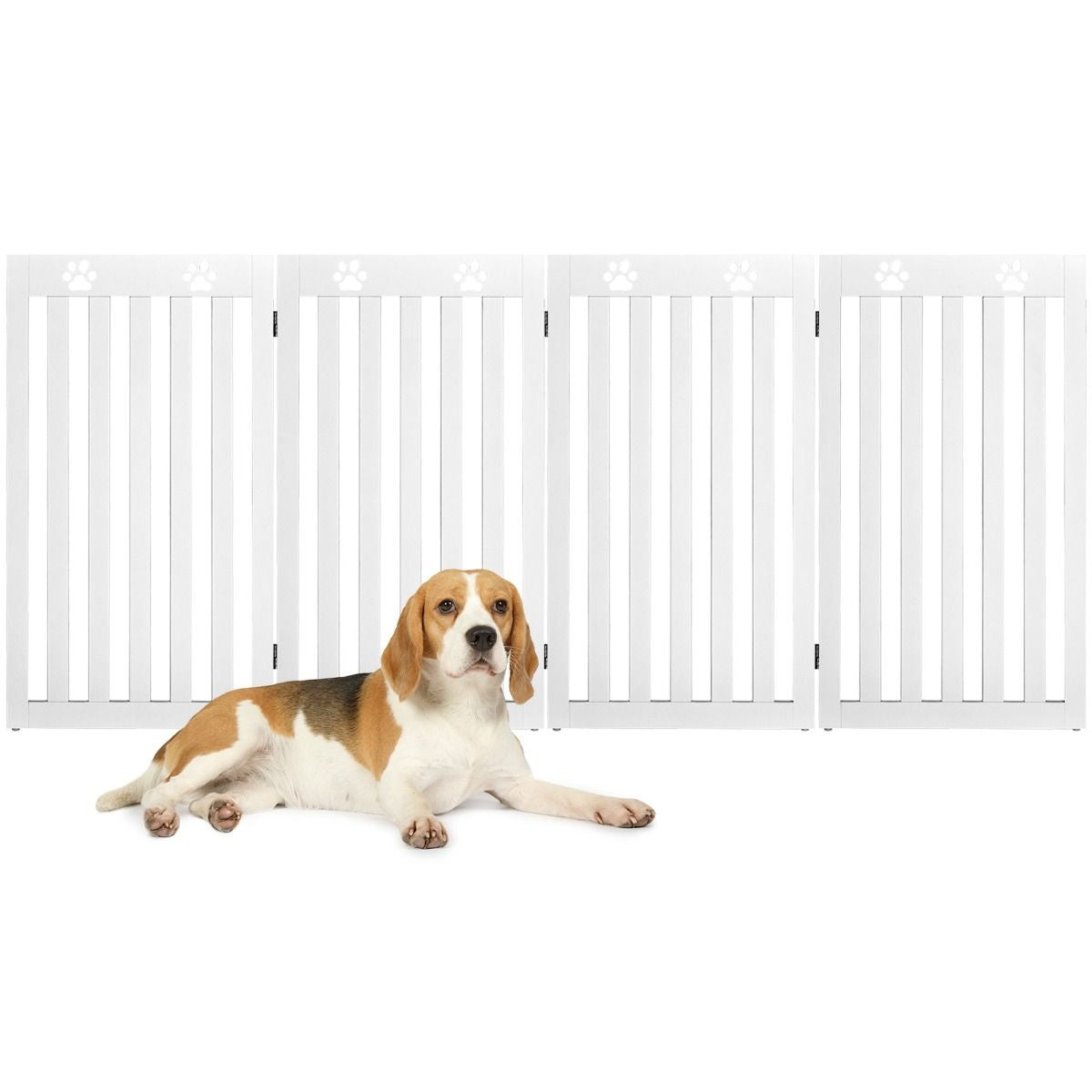 Clôture pour chien en bois autoportante Clôture pour chien pliable en 3 parties avec charnières flexibles Blanc