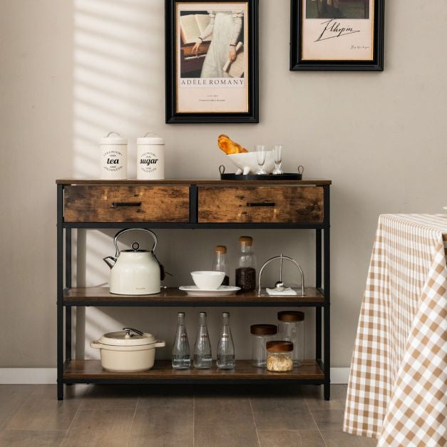 Coast Table console avec 2 tiroirs en tissu - 100 cm - Structure métallique - Protection contre le basculement