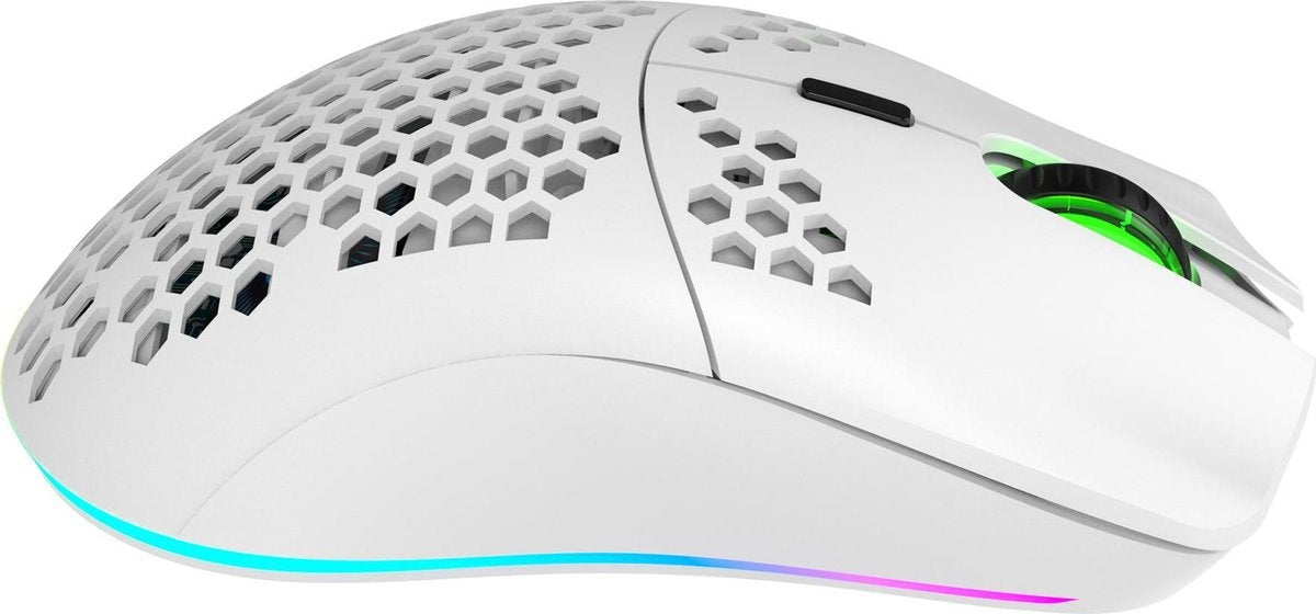 HXSJ T66 2.4G Wireless Gaming Mouse - Souris d'ordinateur - Ultra légère - Compacte pour les voyages - Eclairage RGB - Blanc