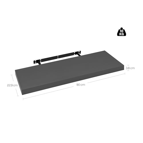 WOLTU RG9370dgr - Etagère murale flottante - MDF Gris foncé - 90 x 22,9 x 3,8 cm