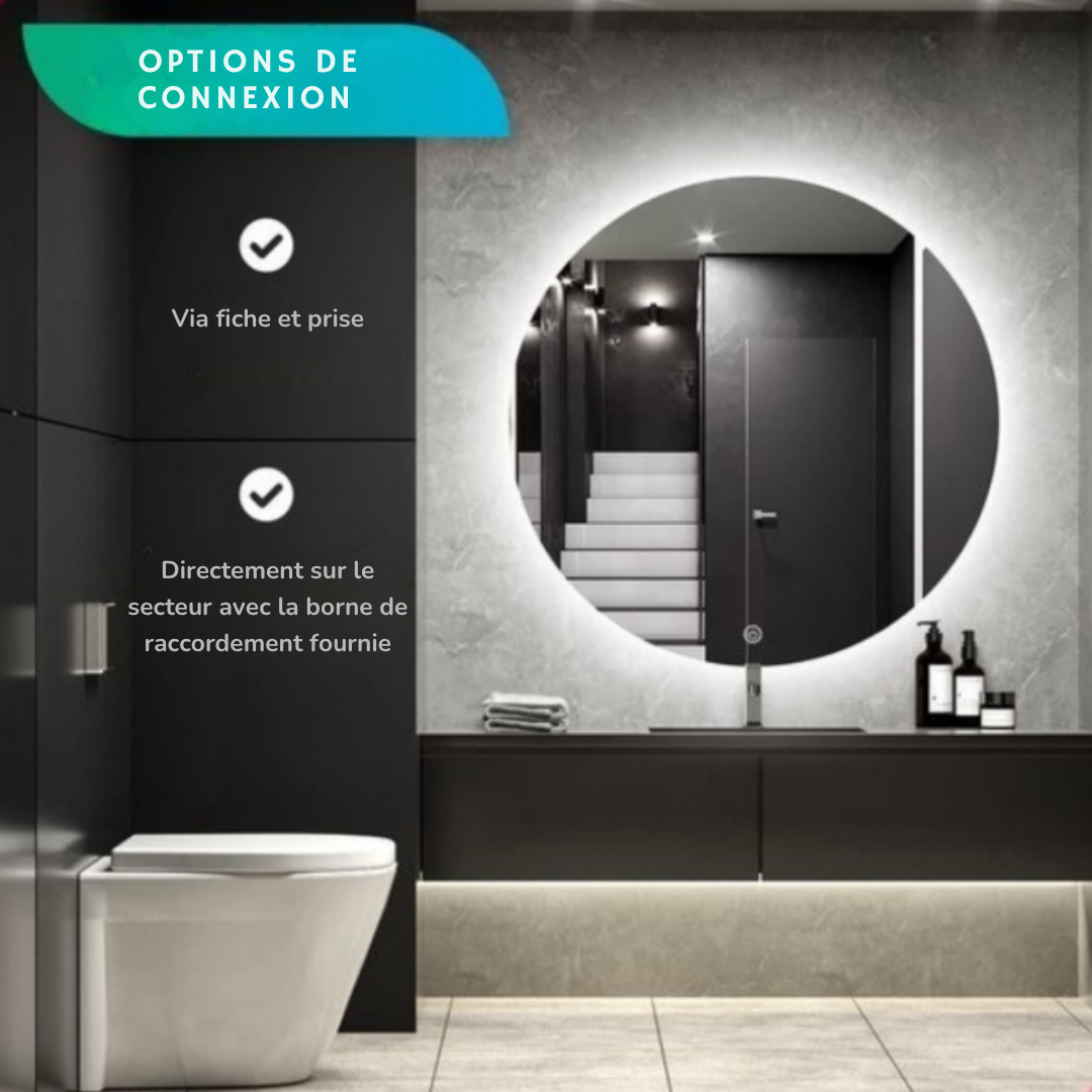 Miroir de salle de bain Mirlux - Eclairage LED - 3 couleurs - Anti-condensation - 80CM