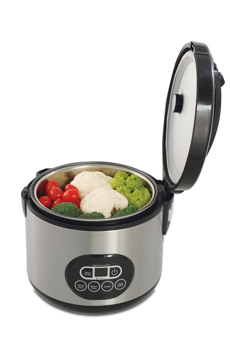 Solis Rice Cooker Duo Programm 817 - Cuiseur de riz et cuiseur vapeur - Cuiseur vapeur de légumes - Argent
