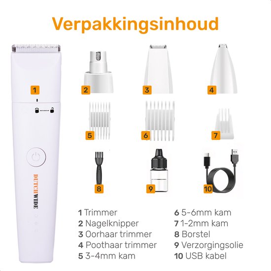 Dutchwide Tondeuse pour chiens et chats - Pour poils épais - Tondeuse silencieuse - Sans fil - Kit de toilettage pour animaux - Tondeuse pour chiens - Tables de coupe pour chiens - Tondeuse