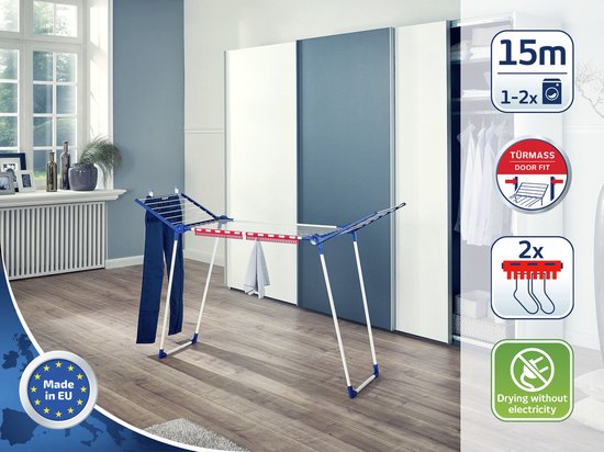 Leifheit étendoir à linge Pegasus 150 solid slim - 15 m de longueur de séchage